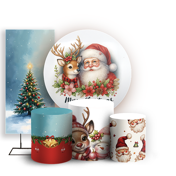 KIT Redondo Trio e Faixa - Natal - Sublimado 3D