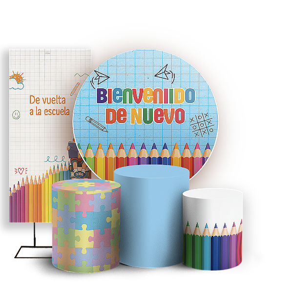 KIT Redondo Trio e Faixa - De Vuelta A La Escuela - Sublimado 3D