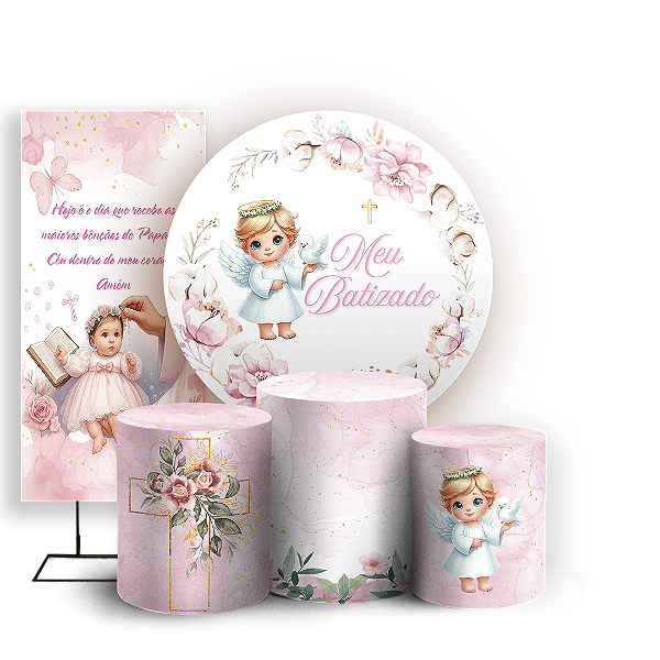 KIT Redondo Trio e Faixa - Batizado - Sublimado 3D