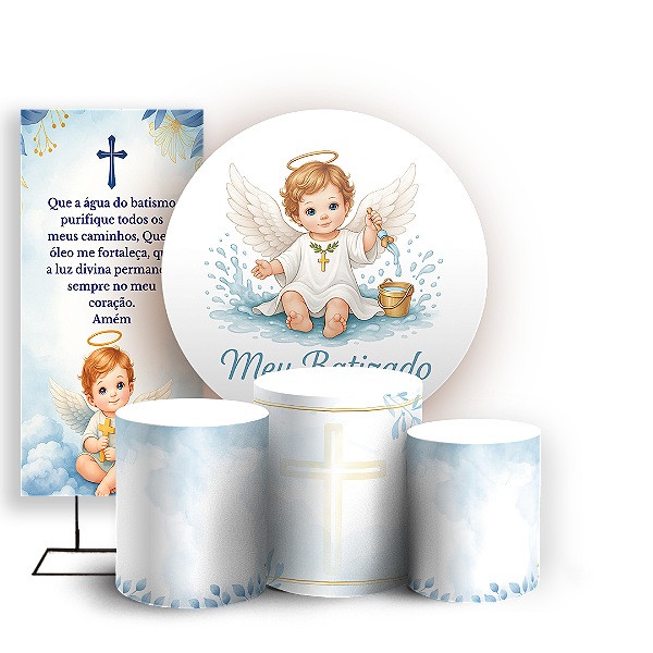 KIT Redondo Trio e Faixa - Batizado - Sublimado 3D