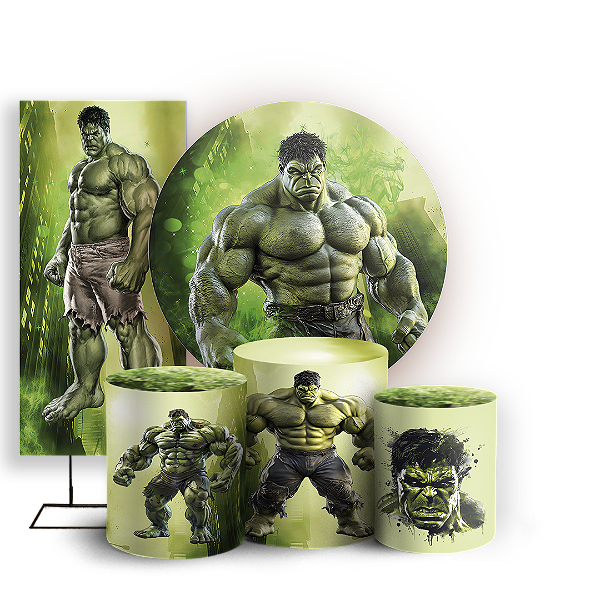 KIT Redondo Trio e Faixa - Hulk - Sublimado 3D