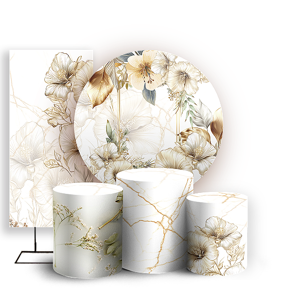 KIT Redondo Trio e Faixa - Floral - Sublimado 3D