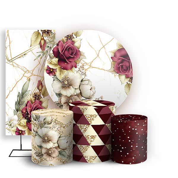 KIT Redondo Trio e Faixa - Floral - Sublimado 3D