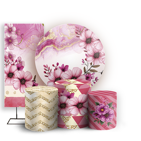 KIT Redondo Trio e Faixa - Floral - Sublimado 3D