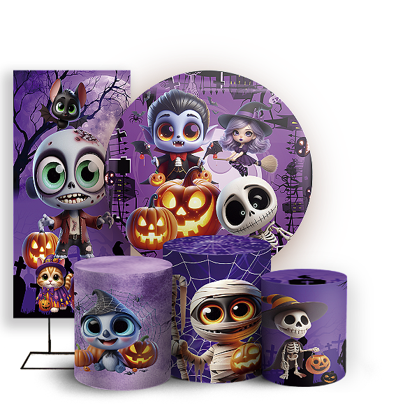 KIT Redondo Trio e Faixa - Dia Das Bruxas Halloween - Sublimado 3D