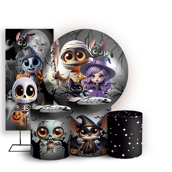 KIT Redondo Trio e Faixa - Dia Das Bruxas Halloween - Sublimado 3D