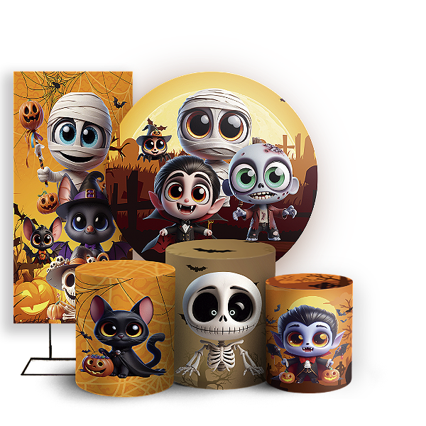KIT Redondo Trio e Faixa - Dia Das Bruxas Halloween - Sublimado 3D
