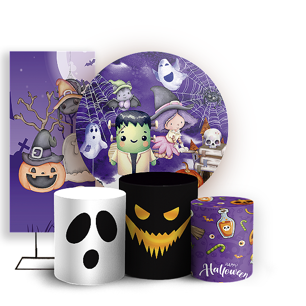 KIT Redondo Trio e Faixa - Dia Das Bruxas Halloween - Sublimado 3D