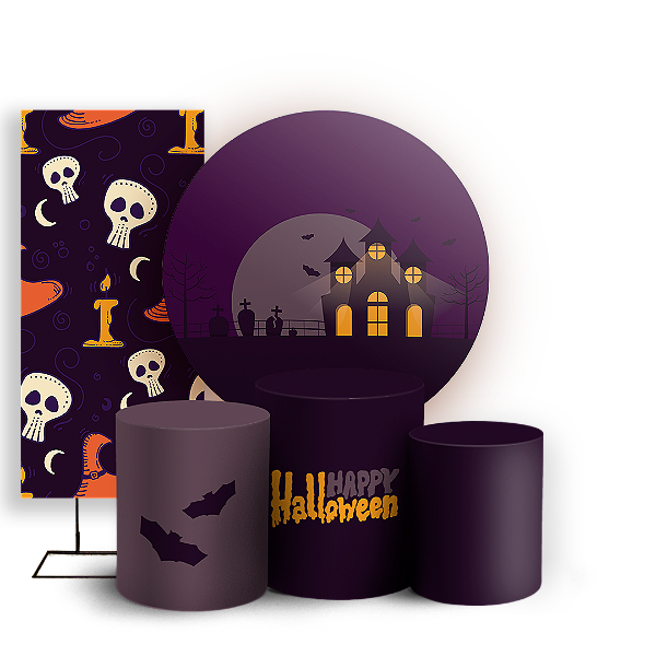 KIT Redondo Trio e Faixa - Dia das Bruxas Halloween - Sublimado 3D
