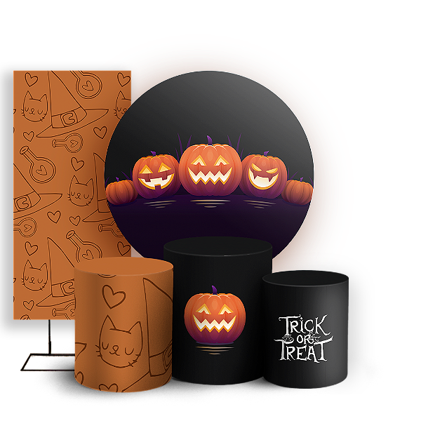 KIT Redondo Trio e Faixa - Dia das Bruxas Halloween - Sublimado 3D