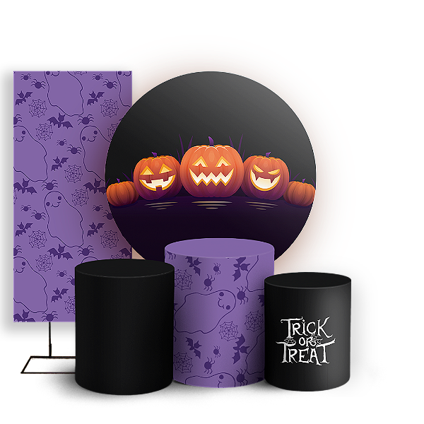 KIT Redondo Trio e Faixa - Dia das Bruxas Halloween - Sublimado 3D