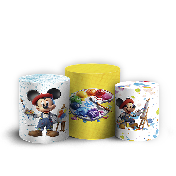 Trio Cilindro - Mickey Pintor - Sublimado 3D