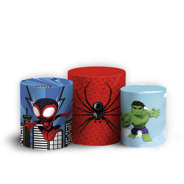 Trio Cilindro - Homem Aranha Miles Morales - Sublimado 3D