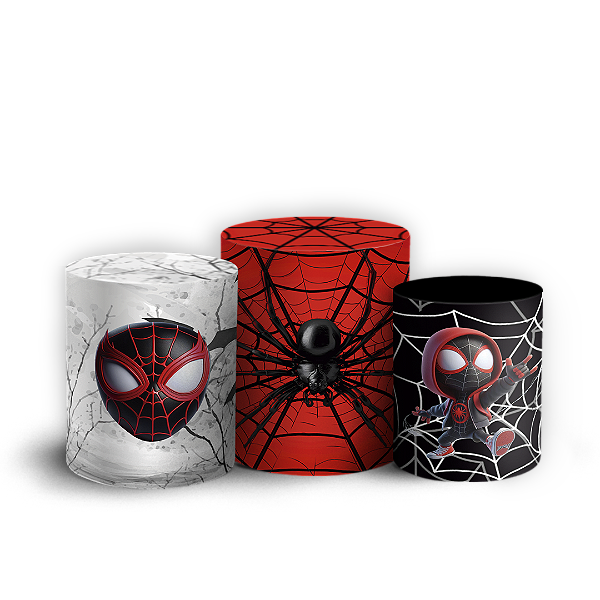 Trio Cilindro - Homem Aranha Miles Morales - Sublimado 3D
