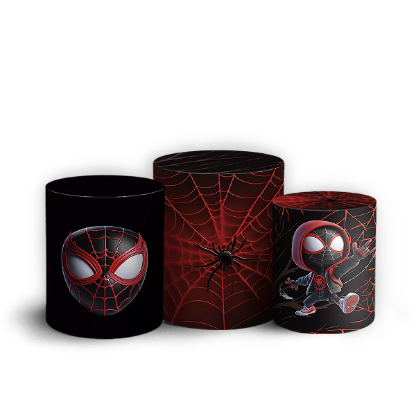 Trio Cilindro - Homem Aranha Miles Morales - Sublimado 3D