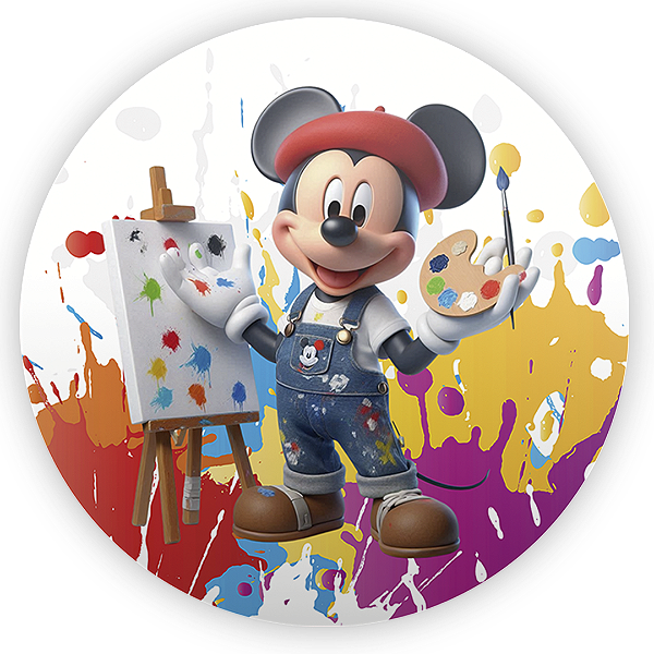 Painel Redondo - Mickey Pintor - Sublimado 3D