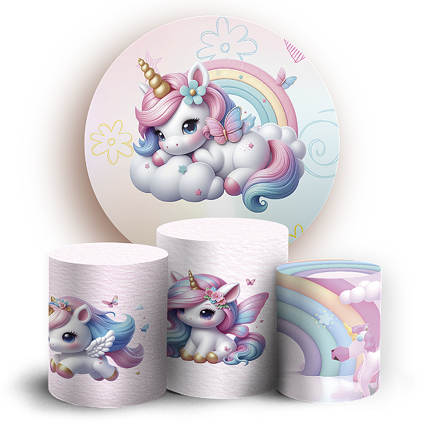 KIT Redondo e Trio - Unicórnio - Sublimado 3D