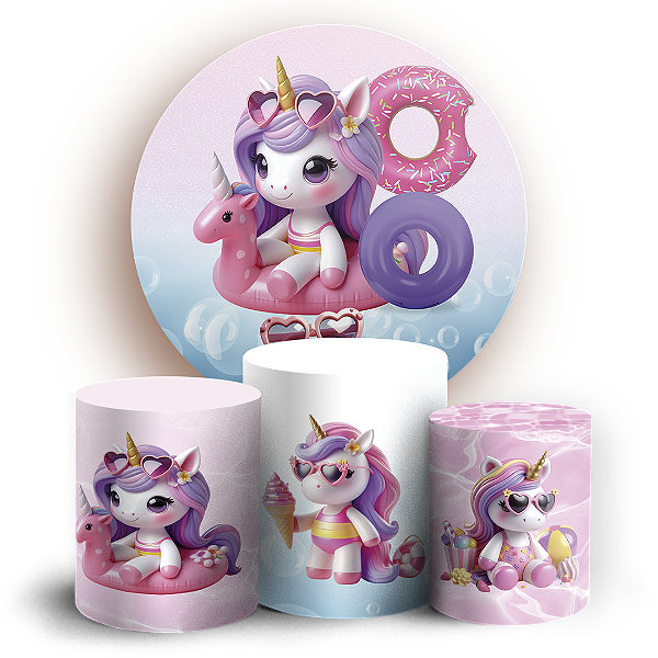 KIT Redondo e Trio - Unicórnio - Sublimado 3D