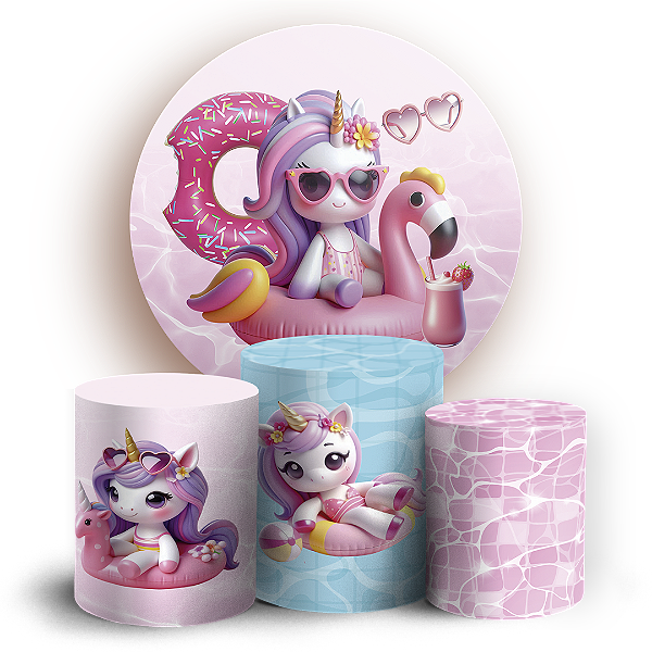 KIT Redondo e Trio - Unicórnio - Sublimado 3D