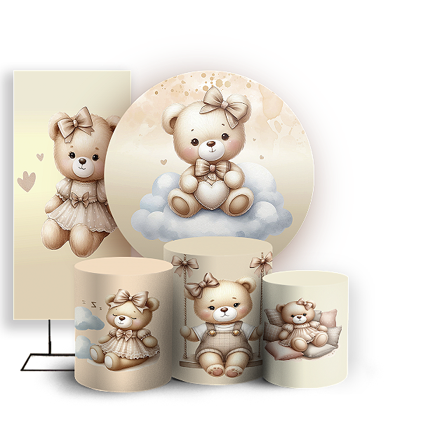 KIT Redondo Trio e Faixa - Ursinho - Sublimado 3D