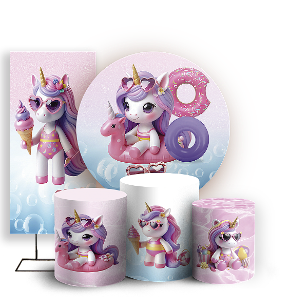 KIT Redondo Trio e Faixa - Unicórnio - Sublimado 3D