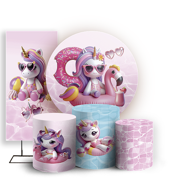 KIT Redondo Trio e Faixa - Unicórnio - Sublimado 3D