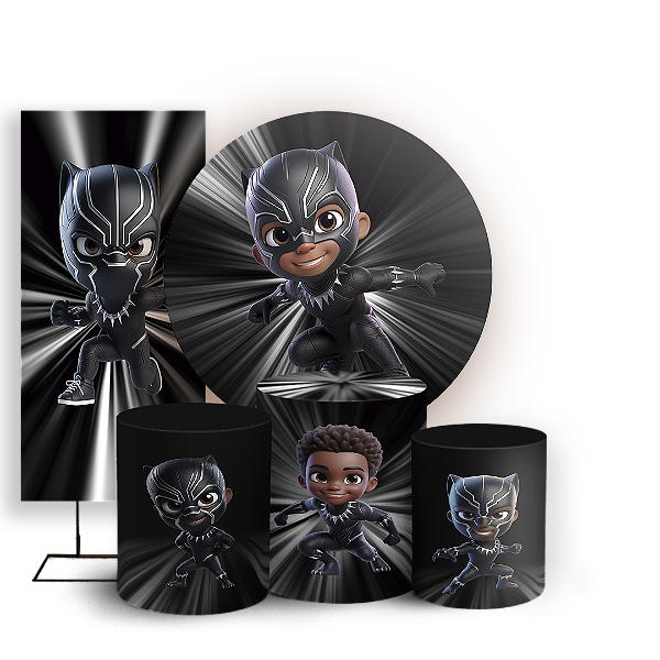 KIT Redondo Trio e Faixa - Pantera Negra - Sublimado 3D