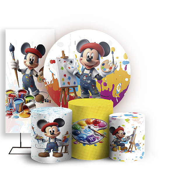 KIT Redondo Trio e Faixa - Mickey Pintor - Sublimado 3D