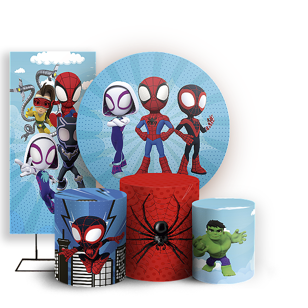 KIT Redondo Trio e Faixa - Homem Aranha Miles Morales - Sublimado 3D