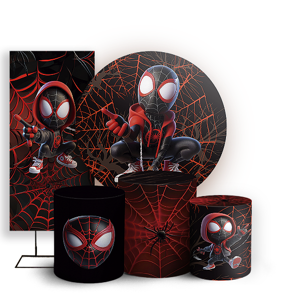 KIT Redondo Trio e Faixa - Homem Aranha Miles Morales - Sublimado 3D