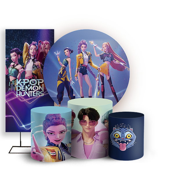 KIT Redondo Trio e Faixa - Guerreiras do K-Pop - Sublimado 3D