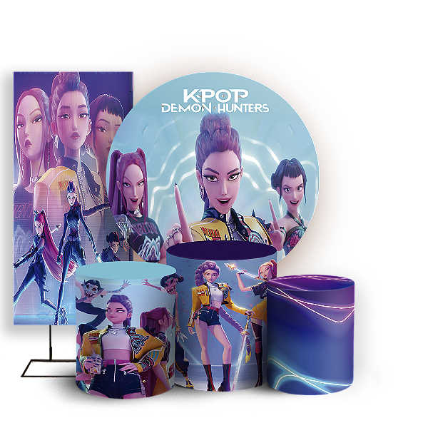 KIT Redondo Trio e Faixa - Guerreiras do K-Pop - Sublimado 3D
