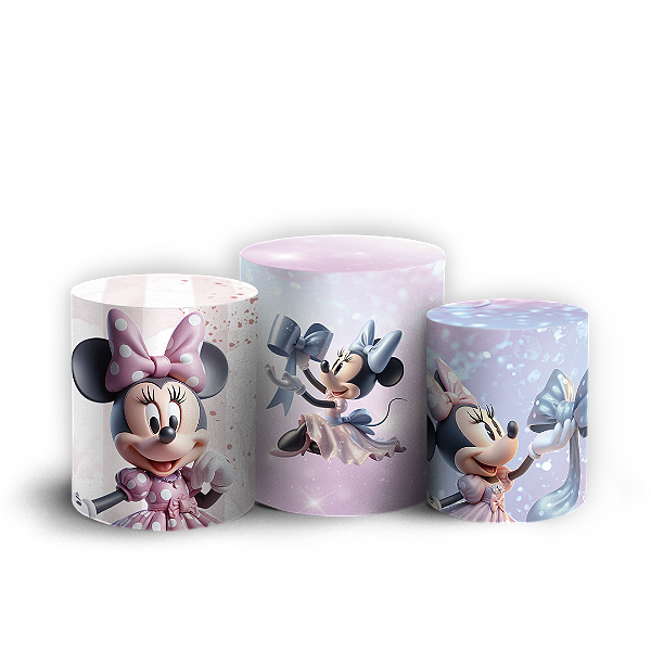Trio Cilindro - Minnie Rosa - Sublimado 3D