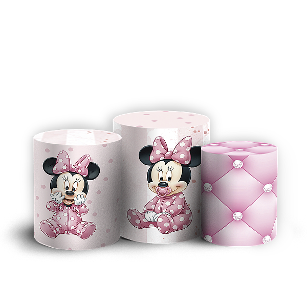 Trio Cilindro - Minnie Baby Rosa - Sublimado 3D