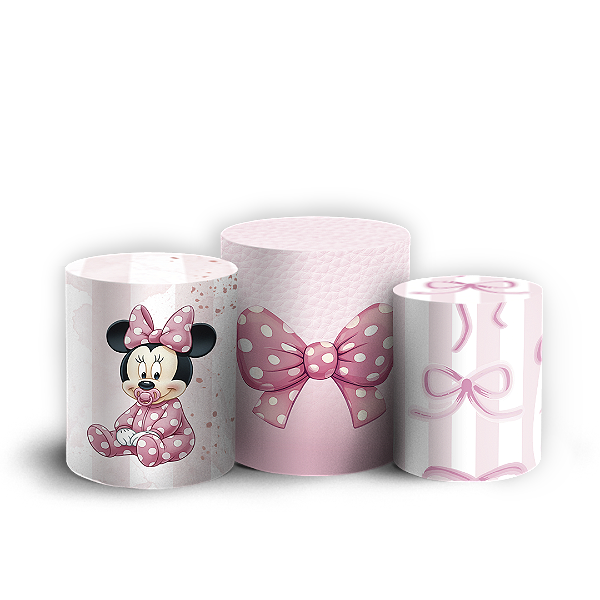 Trio Cilindro - Minnie Baby Rosa - Sublimado 3D