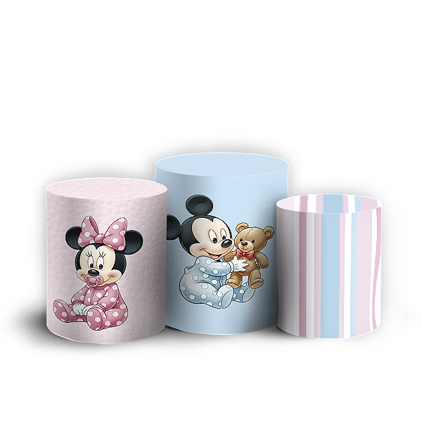 Trio Cilindro - Mickey E Minnie Baby - Sublimado 3D