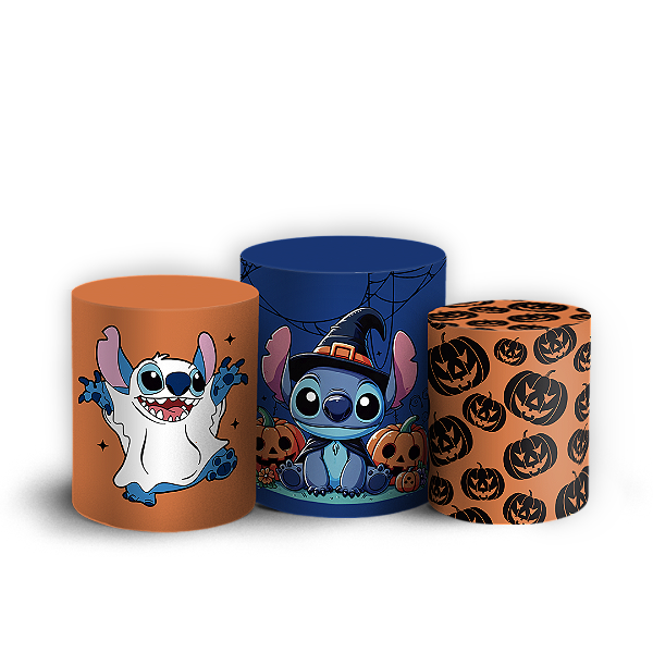 Trio Cilindro Sublimado 3D - Stitch Dia das Bruxas Halloween