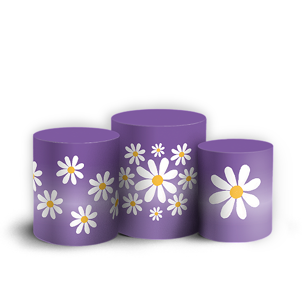 Trio Cilindro - Flor Margarida - Sublimado 3D