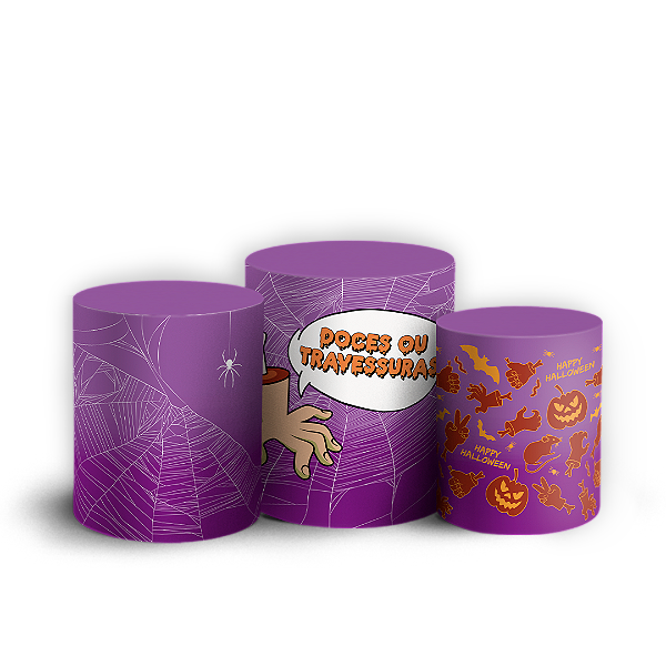 Trio Cilindro - Dia das Bruxas Halloween - Sublimado 3D