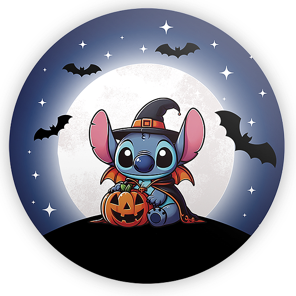 Painel Redondo Sublimado 3D - Stitch Dia das Bruxas Halloween