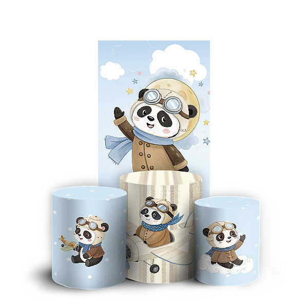 Faixa Lateral e Trio Cilindro Sublimado 3D Vest Facil - Ursinho Aviador