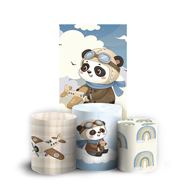 Faixa Lateral e Trio Cilindro Sublimado 3D Vest Facil - Ursinho Aviador