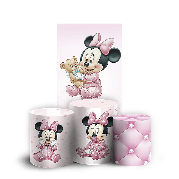 Faixa Lateral e Trio Cilindro Sublimado 3D Vest Facil - Minnie Baby Rosa