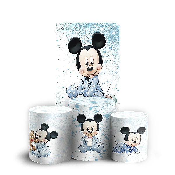 Faixa Lateral e Trio Cilindro Sublimado 3D Vest Facil - Mickey Baby Azul