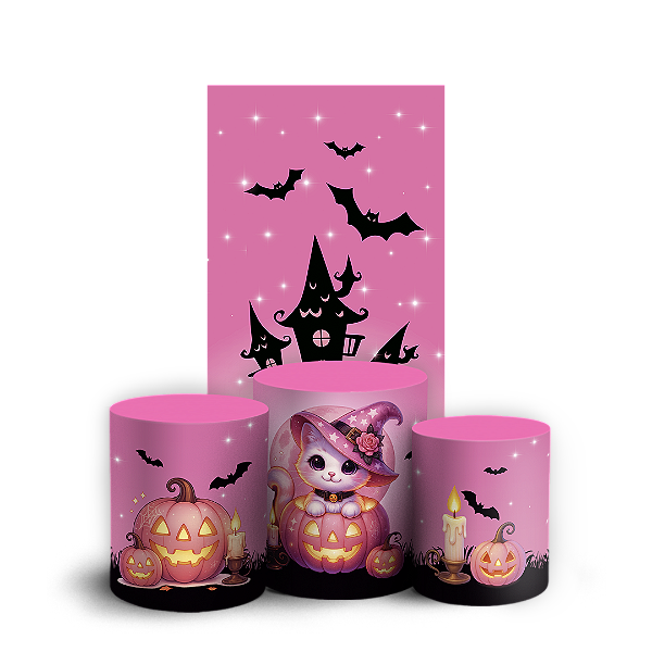 Faixa Lateral e Trio Cilindro Sublimado 3D Vest Facil - Gato Dia das Bruxas Halloween