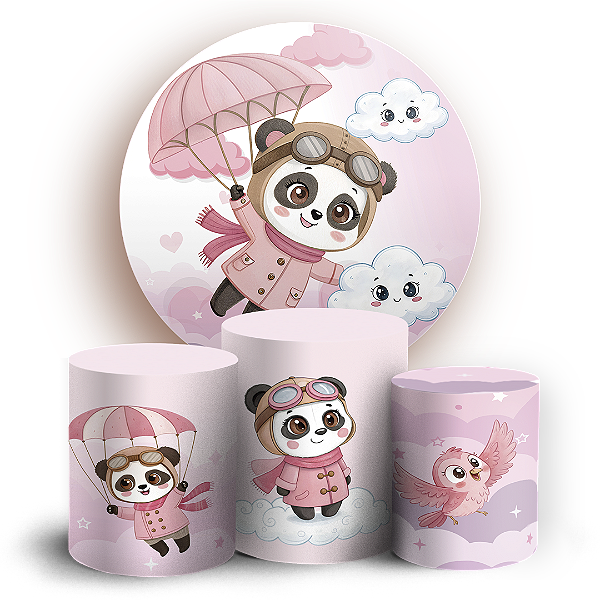 KIT Redondo e Trio - Ursinho Aviador - Sublimado 3D