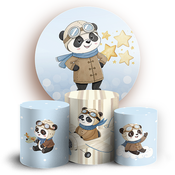 KIT Redondo e Trio - Ursinho Aviador - Sublimado 3D