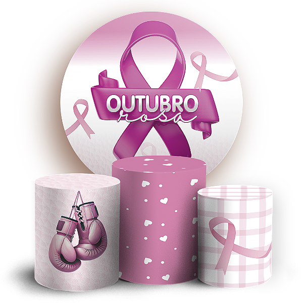 KIT Redondo e Trio - Outubro Rosa - Sublimado 3D
