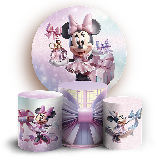 KIT Redondo e Trio - Minnie Rosa - Sublimado 3D