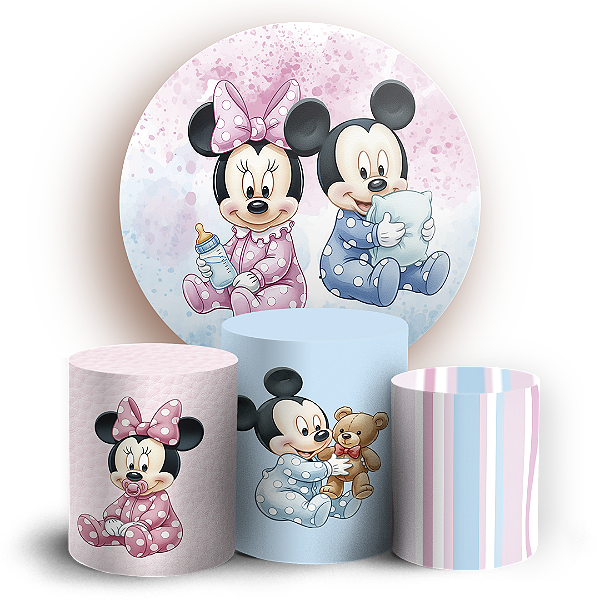 KIT Redondo e Trio - Mickey E Minnie Baby - Sublimado 3D